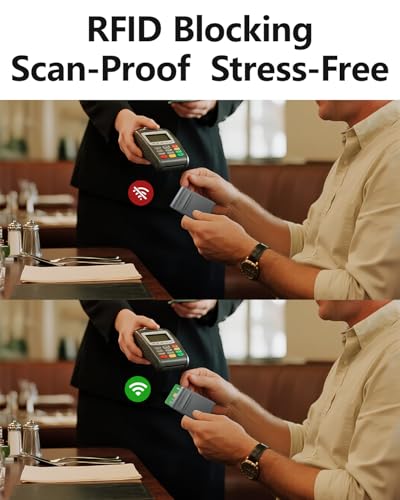 Slim mens metal wallet,RFID Blocking, Minimalist Pop Up Card Holder, Elastic Pocket for Business Card Cash and Coins(gray)3