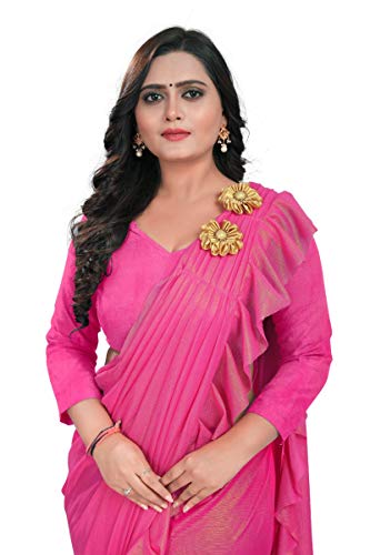Image of Women's Plain Lycra Silk Saree With Unstitched Blouse Piece