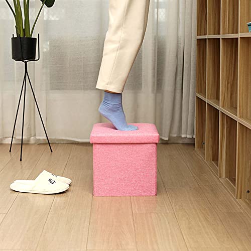 Petit repose-pieds élégant en tissu de lin texturé de 38cm