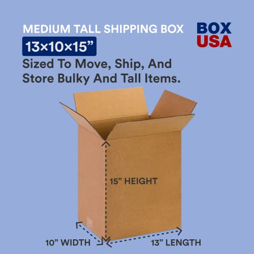 Image of BOX USA Shipping Boxes 13 inchL x 10 inchW x 15 inchH, 25-Pack Small Corrugated Cardboard Box for Shipping, Packaging, Moving, Storage Box for Home or Business, Strong Wholesale Bulk Boxes