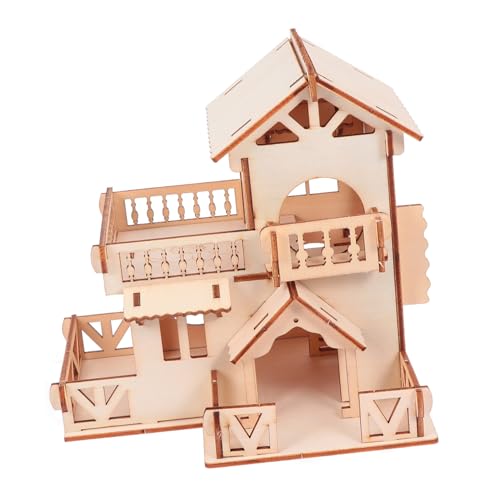 TOYANDONA Casa para Hámster de Madera Natural Refugio Doble Piso con Escalera para Descanso Juguete para Ejercicio y Escondite de Animales Pequeños Diseño Divertido y Acogedor