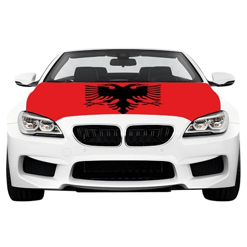 Albania Hood Cover 4x5 Ft Albania Hood Flag Cover for Elastic Fabrics Can be Washed, Car Bonnet Banner Engine Cover Decoration for Event Item