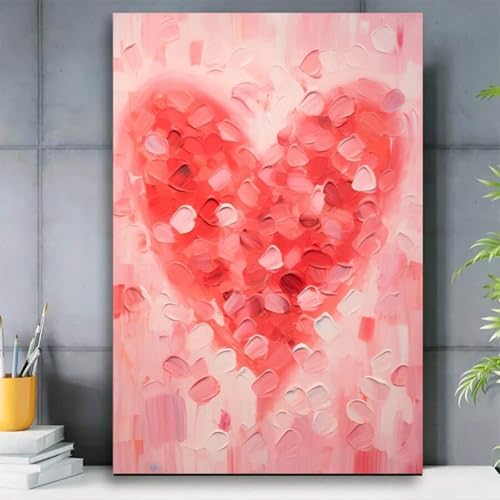Toile murale graffiti cœur rose tableau abstrait grand format décoration murale moderne