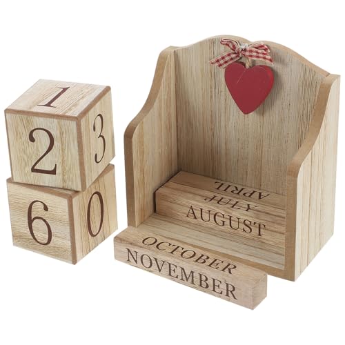 Calendario perpetuo de madera contra el gasto anual en papel de mesa