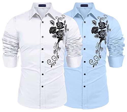 Image of Zombom Men's Regular Fit Cotton Blend Printed Full Sleeve Casual Shirts