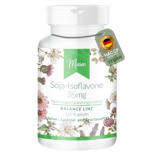 Soja-Isoflavone 35mg - BALANCE LINE - mit Vitamin E und Tocotrienolen - 120 Kapseln - Hochdosiert - 100% Vegan – Herstellung & Laborprüfung in Deutschland | MIOSAN® CLUB - Exklusives Wohlbefinden