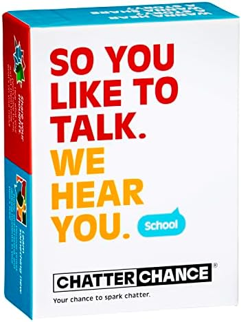 ChatterChance School: Conversation Card Games – Learning Educational Fun Game for Kids Teens Teacher Classroom for Elementary & Middle School – 80 Thought Provoking Cards – Therapy Supplies