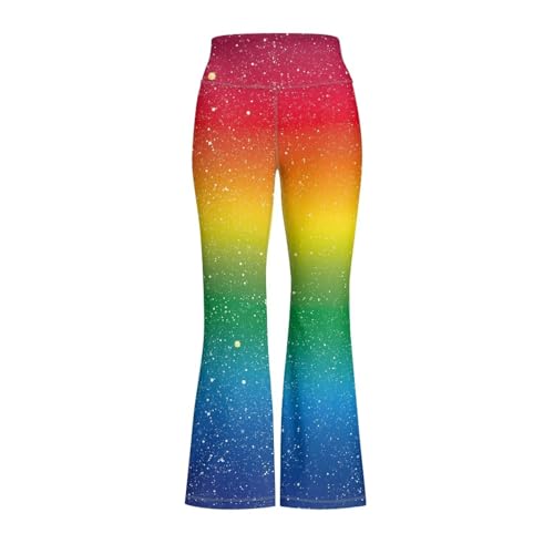 Rainbow Girl's Flared Yoga Pants High Waisted Trousers Bootcut Breathable Casual Pants Activewear Kids Bell Bottoms2