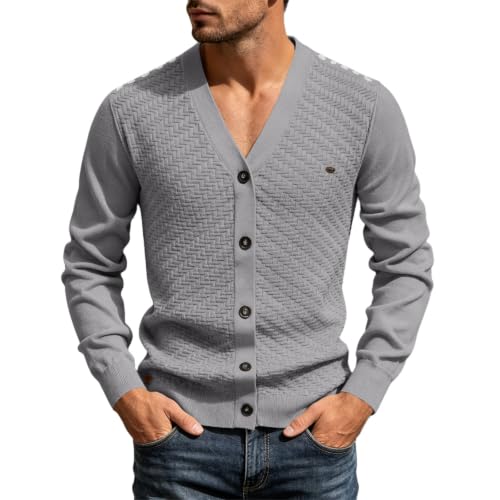 Cárdigan clásico cálido y suave con botones elegancia masculina