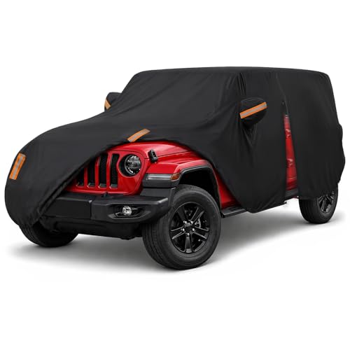 Image of Car Cover for Jeep Wrangler 4 Door 2006-2026 JK JL Outdoor Waterproof Sun Rain Snow Hail UV Protection with Driver Door Zipper