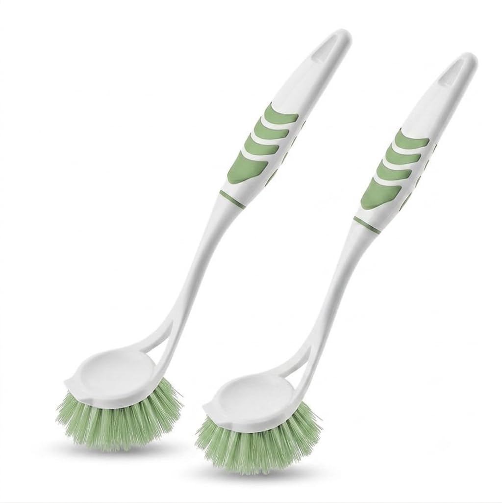 Softon Ergonomik Lavabo ve Mutfak Temizlik Fırçası - 2’li Set - Çok Amaçlı Bulaşık, Tezgah ve Banyo Fırçası - Kaymaz Saplı, Dayanıklı Kıl Yapısı (7,5 x 6,5 x 29 cm)