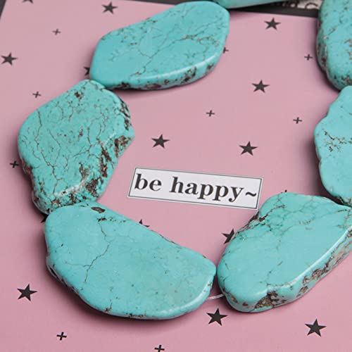 Perline Di Pietra Turchese Naturale, Blu, A Forma Di Cubo - Foto 7