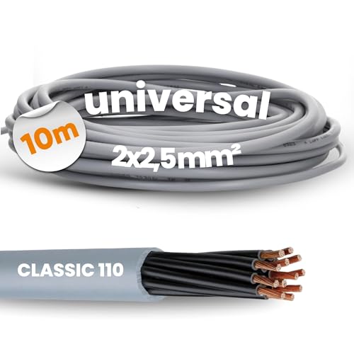 10 m Lapp 1119952 Ölflex Classic 110 PVC Sheathed Cable 2 x 2.5 mm² without Green/Yellow Protective Conductor I Control Cable 2 Core I Cable 2 Core