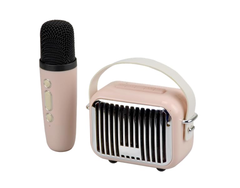 Portable Bluetooth Karaoke Microphone Speaker with LED Lights, Mic for iPhone Android, Singing Machine, Party Supplies, 8 Inches (Pink)