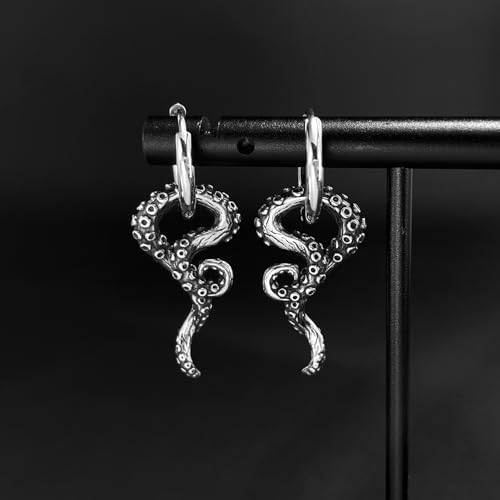 women's octopus whisker shaped earrings, stainless steel material retro style, personalized and fashionable daily matching style4