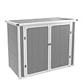 41 Cu.Ft Horizontal Outdoor Plastic Storage Shed/Box Trash Can Sheds Weatherproof Resin Shed with Floor Thickened & Gas Spring & Lockable Doors for Tools, Lawn Mower Storage?4.5 * 2.5 FT?
