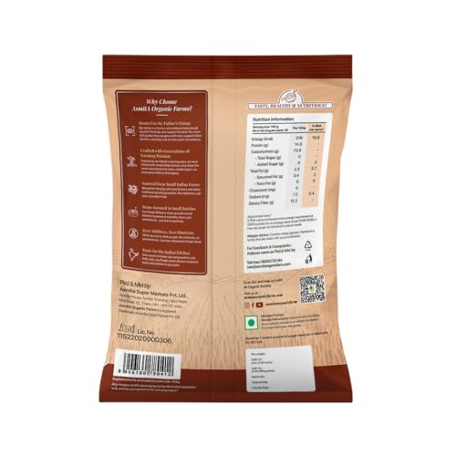 Image of Asmita Organic Farms Khapli Wheat Flour 1kg | Low GI Emmer Wheat Atta | 100% Natural, High Fiber, Protein-Rich | Stoneground, Freshly Milled, Preservative-Free | Easy to Digest | Pack of 1