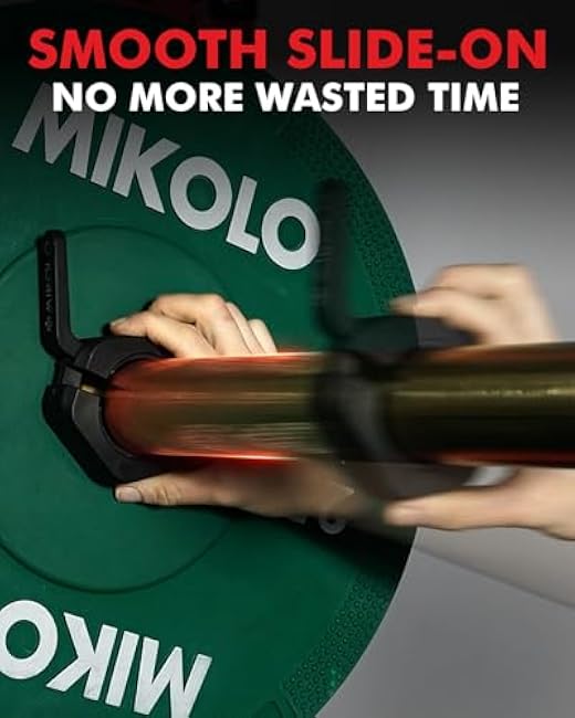 Mikolo Barbell Clamps,2-Inch Olympic Barbell Clips with Anti-Slip TPR Lining and Quick Release for Home and Gym Use