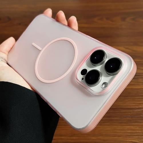 Coque iPhone 14 rigide rose mat pour le chargement sans fil au bureau