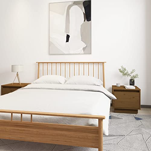 UJCHVHN Jardín casero, mesilla de noche, 2 piezas, marrón, 35 x 34 x 32 cm, madera maciza de pino