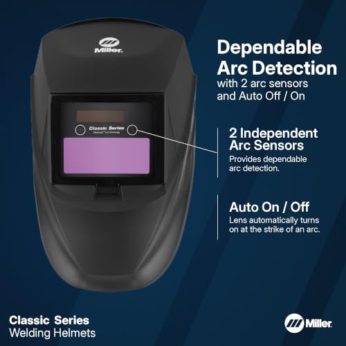 Image of Miller Classic Series Welding Helmet, ClearLight, Shade 8-13, Rise