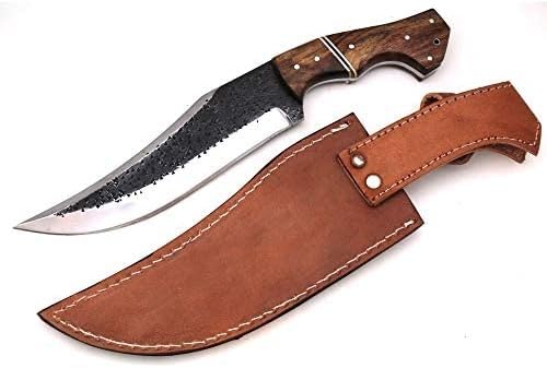Cuchillo Wild Turkey de hoja fija, acero al carbono, con funda de cuero