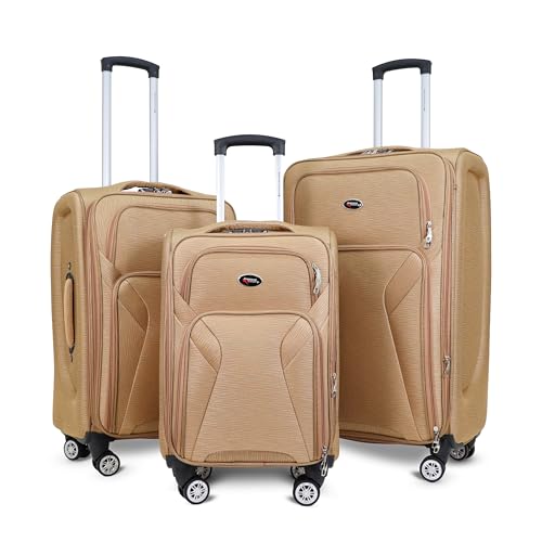 Image of Bite 3-Piece Softside Trolley Luggage Set | 360 Spinner Wheels | 360 Spinner Wheels, Telescopic Handle, Front Pockets, Twill Fabric, Travel Bag, 5 Years Warranty