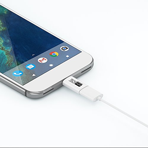 TechMatte Micro USB to USB Type C Adapter Connector for Galaxy Note 8, S9, S9 Plus, S8, S8 Plus +, Google Pixel, Pixel 2 with 56k Resistor; Approved to Meet USB Type-C Standard (2-Pack, White)