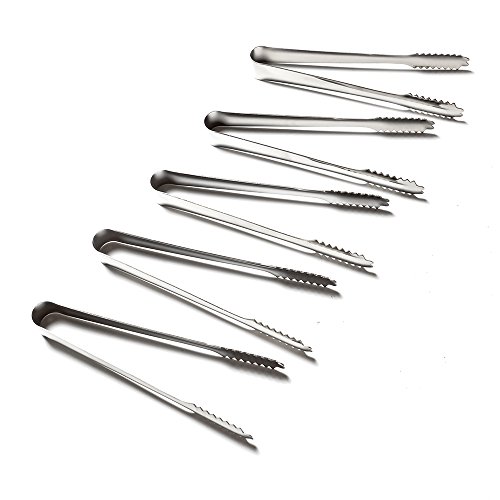 DIYI Lot de 5 Ustensile de Cuisine en Acier Inoxydable Pinces pour glaçons, Pain, Buffet - 18cm