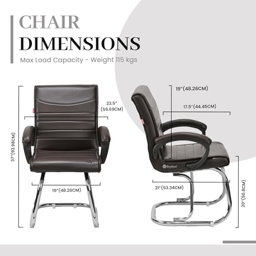 Image of GOYALSON Exclusive Comfortable Home Office Visitor Study Home Library Reception Chair with Cushioned seat Back (1, Coffee, Double Pipe Frame)