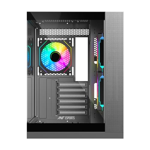Image of Ant Esports Crystal X4 Mid-Tower High End Computer Case /Gaming Cabinet - Grey | Dual Chamber Design with Panoramic Glass and USB Type-C | Support ATX, Micro-ATX, Mini-ITX | Pre-Installed 3 ARGB Fans