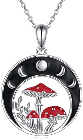 Mushroom/Dragon/Phoenix/Lighthouse/Viking Compass/Viking Thor Hammer Necklace Sterling Silver Crystal Celtic Moon Mushroom Jewellery Gifts For Women Pendant