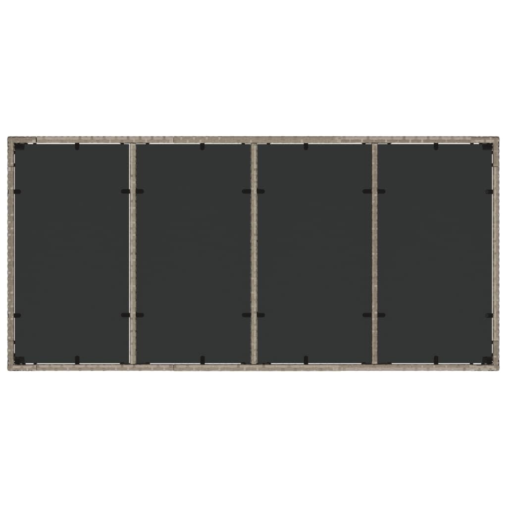 Myheimly Gartentisch mit Glasplatte Hellgrau 190x90x75 cm Poly Rattan