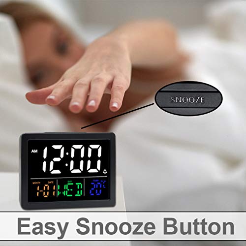 Digital Alarm Clock, With 5.5" Large Led Time Display, Adjustable Alarm Volume, 6 Level Brightness, Alarm Settings, Usb Charger, Temperature Detect, Snooze, Clocks For Bedroom, Bedside, Desk, Black #TOP3