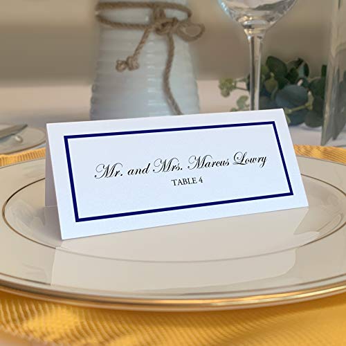 Single Line Border Place Cards, Navy (Choose Color), Set of 25, Pre-cut and Scored - Wedding, Party, Dinner, and Special Events - Made in the USA