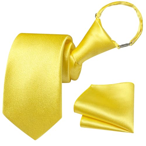 Image of Barry.Wang Boys Ties Pre-Tied Satin Solid Color Kids Tie Pocket Square Set Adjustable Formal Necktie Graduation School