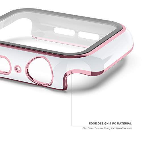 Image of Adepoy Case with Tempered Glass Screen Protector, Compatible with Apple Watch Series 3 /2 /1 38mm, All-Around Ultra-Thin Bumper Full Cover Hard PC Protective Case for iWatch Accessories