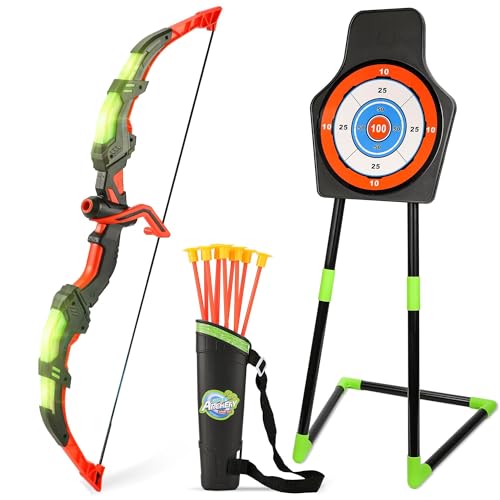 Archery Toy Set for Kids, LED Light Up Bow and Arrow Set Indoor Outdoor