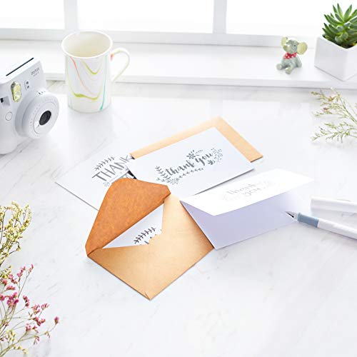 Image of Amazon Basics Thank You Cards and Envelopes, Black and White, 4 inch x 6 inch, 48 Count (Pack of 10)