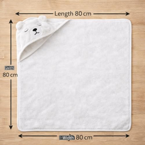 Image of First Kick Ultra Soft Hooded Baby Bath Towel, Premium Absorbent Quick Dry Newborn Towel, Gentle on Skin, Infant Bath Towel for 0-2 Years, Baby Boys & Girls, Large Size