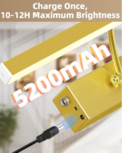Image of 4Pack Rechargeable Picture Light, 5200mAh Brass Battery Operated Picture Lights for Wall with Remote Control, 300LM 3000K Warm White Light 16 inch Metal Dimmable Picture Light for Painting & Artwork