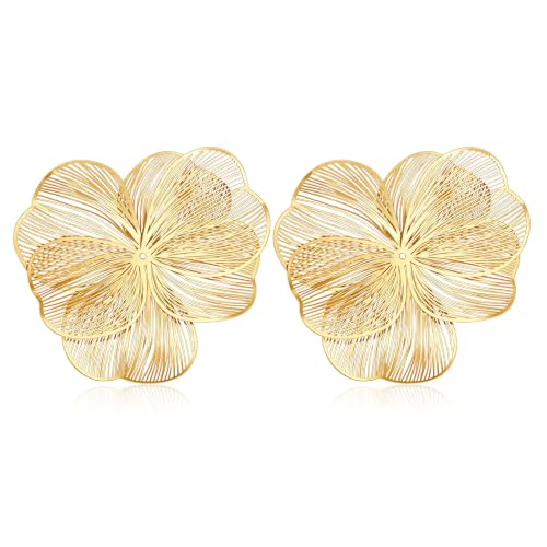 Grandes boucles d'oreilles pendantes style bohème et chic à motif floral pour femme