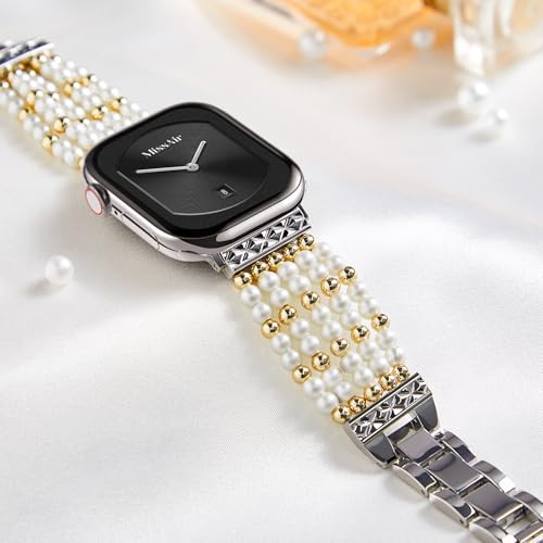 Image of Missair Compatible with Apple Watch Band 38mm 40mm 41mm 42mm 44mm 45mm 46mm 49mm, Stainless Steel Metal Strap Women Dressy Bracelet Wristband for iWatch Series 11 10 9 8 7 6 5 4 3 2 1 SE Ultra