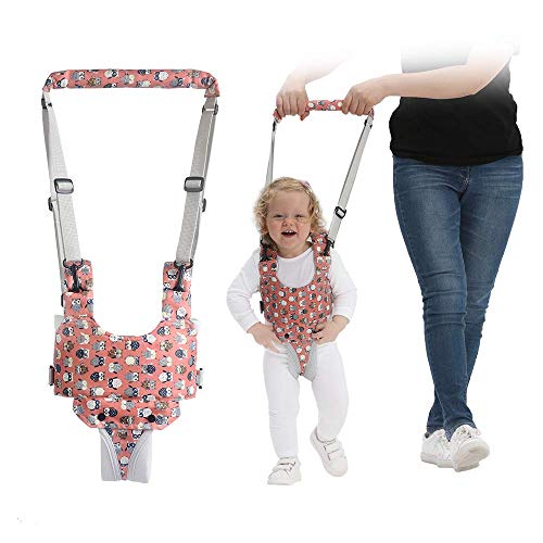 Handheld Baby Walking Harness for Kids, Adjustable Toddler Walking Assistant with Detachable Crotch, Safe Standing & Walk Learning Helper for 8+ Months Baby (Pink-Floral)