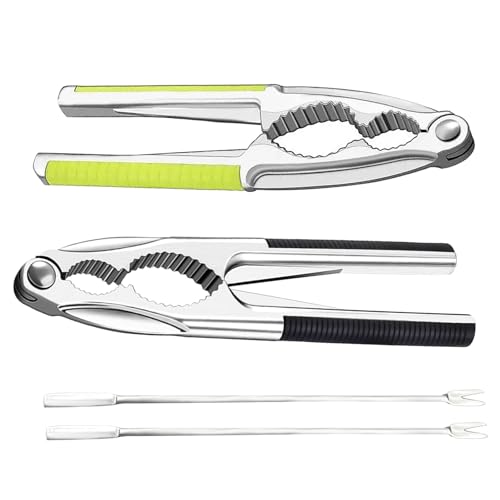 INNAL 2 Piezas Cascanueces Manual de Metal con 2 Agujas de Nuez Rompe Nueces Abridor de Nogal con Mango Antideslizante Multifuncional Abridor de Nueces para Nuez Castañas Almendras Avellanas