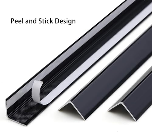Image of Gaahing Aluminum L Molding Corner Guards, Peel and Stick Trim for Wall Protection, Door Frame, Tile Edge (3Pcs x 4.26ft x 0.8in, Matte Black)