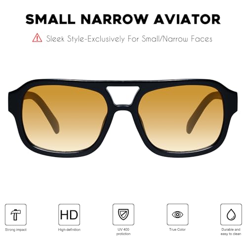 Image of mosanana Small Square Aviator Sunglasses for Women MS52362 | Retro Narrow Frame, UV400 Protection, Designed for Daily Outfits, Travel and Fashion Looks