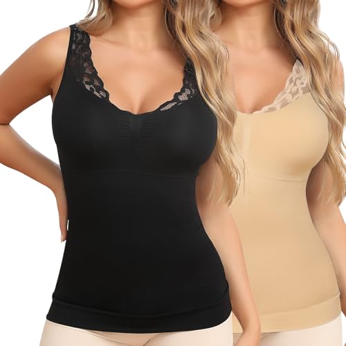 Image of JOYSHAPER Shapewear Camisoles with Built in Bra Tummy Control Shapewear Tank Tops for Women Padded Bras Shaper Cami