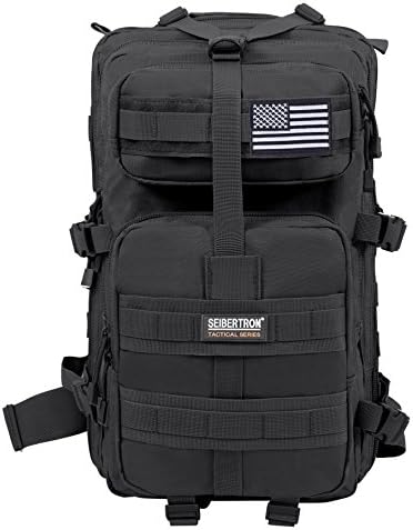 Seibertron Falcon Water Repellent Hiking Camping Backpack Compact Pack Summit Bag (Black 37L)