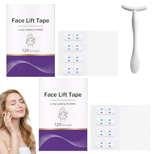 240 Stück Face Lifting Tape Falten Pflaster Gesicht Lifting Straps Gesicht Facelifting Tape Sofortige Wirkung Unauffällig Natürlich Angenehm Hautfreundlich Wasserfest Langanhaltend Mit 1 Massagegerät